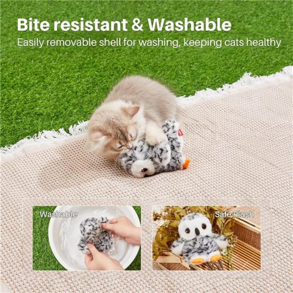 Flapping Owl Cat Toys (No Flying), Lifelike Bird Chirp, Rechargeable - Picture 4 of 7